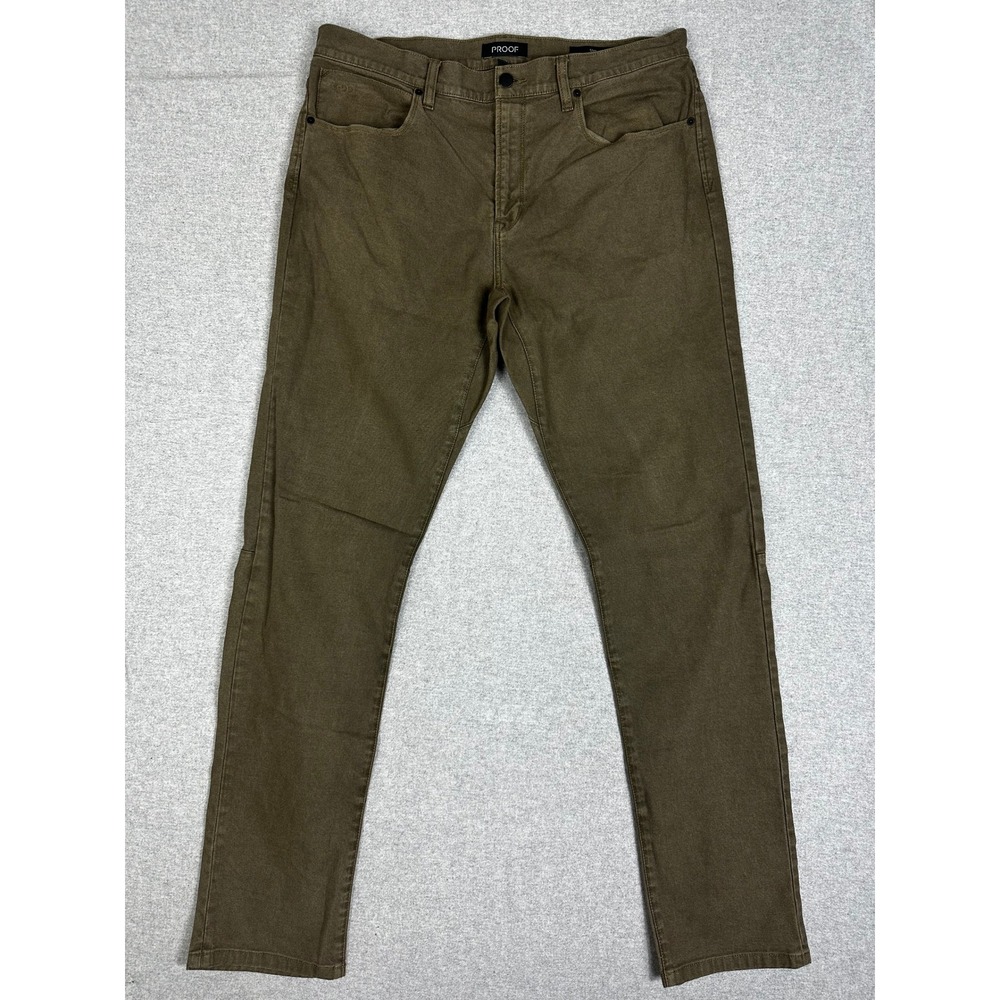 Proof Rover Pants Mens 36x34 Slim Olive Green Huckberry Canvas Articulated Knee